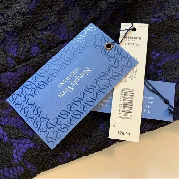 𝅺KOHL’S Simply Vera Blue/Purple & Black Lace Dress 2P - Picture 9 of 11